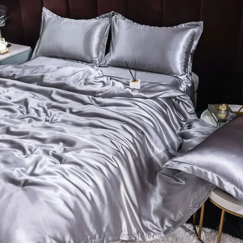 Ice Silk Duvet Cover Set