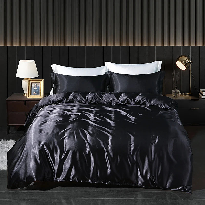 Luxury Satin Bedding Set - Duvet Cover & Fitted Sheet
