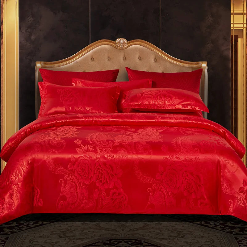 WOSTAR Luxury Satin Jacquard Duvet Cover Set – 220x240 cm (Queen, King)