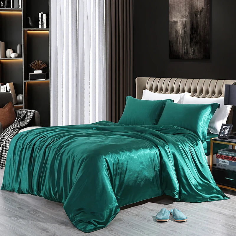 Luxury Satin Bedding Set - Duvet Cover & Fitted Sheet