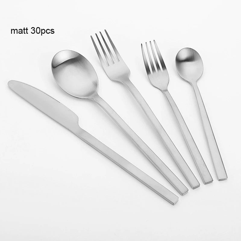 NalKin Matte Gold Cutlery  Stainless Steel Silverware Dinnerware Set Flatware Drop Shipping