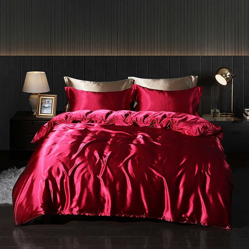 Luxury Satin Bedding Set - Duvet Cover & Fitted Sheet