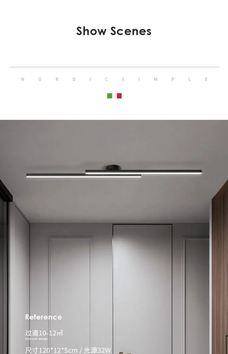 Modern Long Aluminum LED Ceiling Light – Creative Indoor Fixture