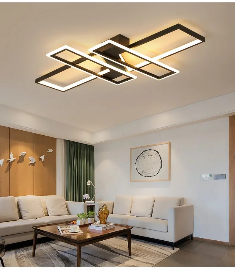 Modern LED Chandelier with Remote for Living Room & Bedroom