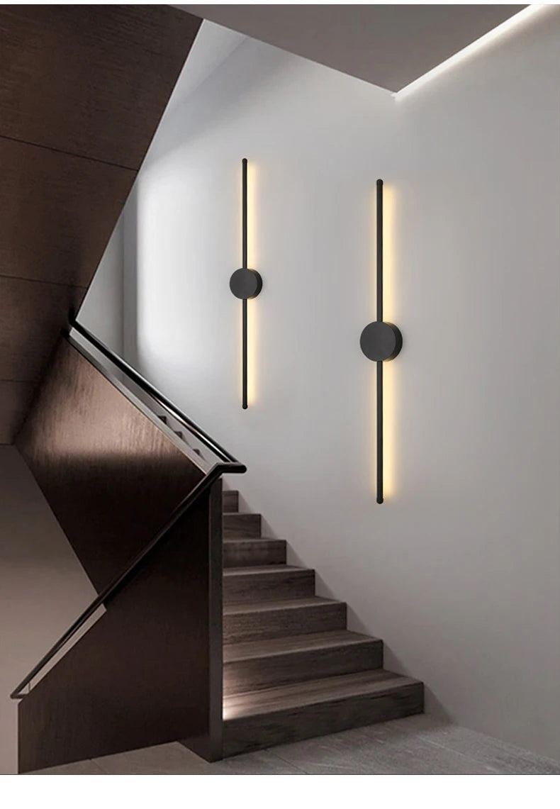 Wall Light Modern Long LED Light Black I-Shaped Wall Lamp Bedroom Living Room Corridor Interior Lighting Home Decor Lighting