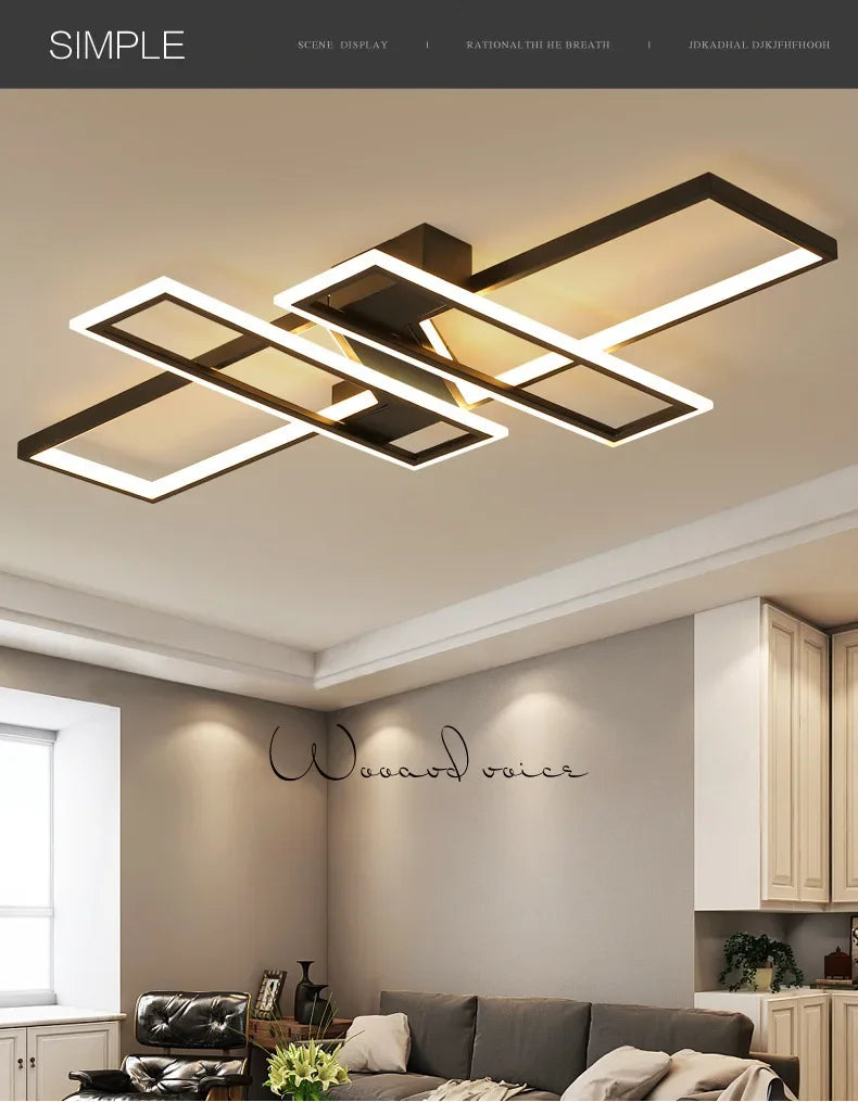 Modern LED Chandelier with Remote for Living Room & Bedroom