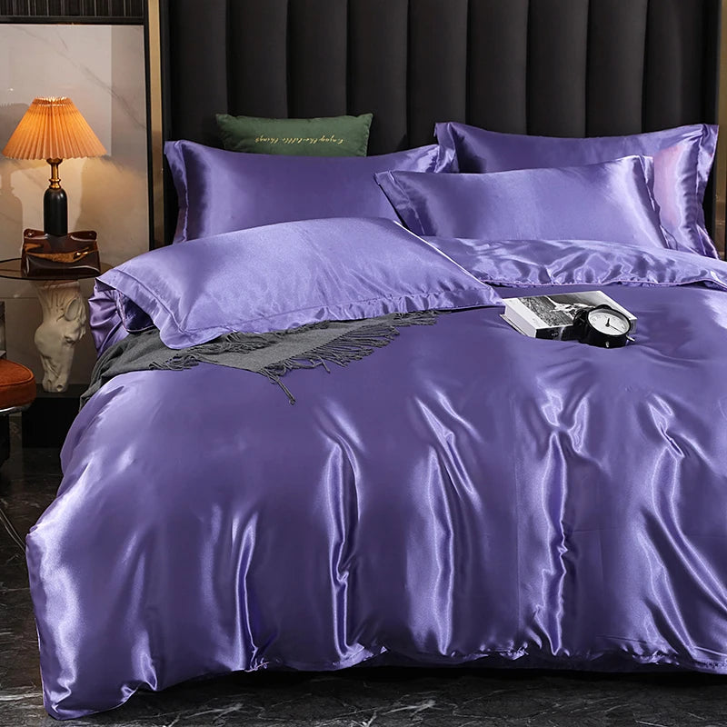 Luxury Satin Bedding Set - Duvet Cover & Fitted Sheet