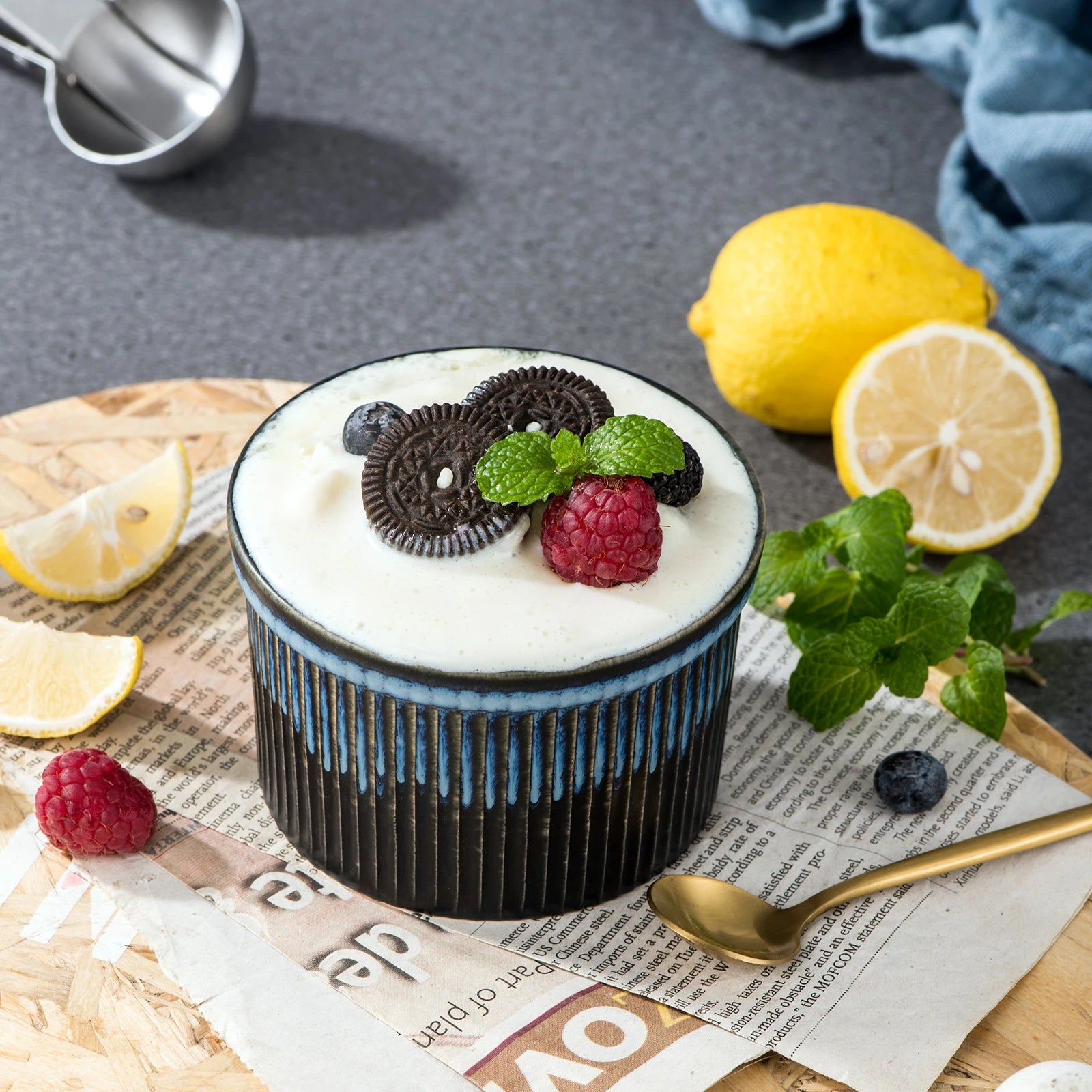 Vancasso Blue Ramekin Set - 6/12pc, Oven-Safe Soufflé Molds