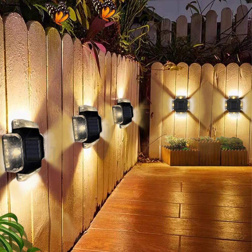 LED Solar Wall Lamp Waterproof Solar Light Up And Down Luminous Lighting For Outdoor Garden Fence Stairs Decoration Solar Lamp