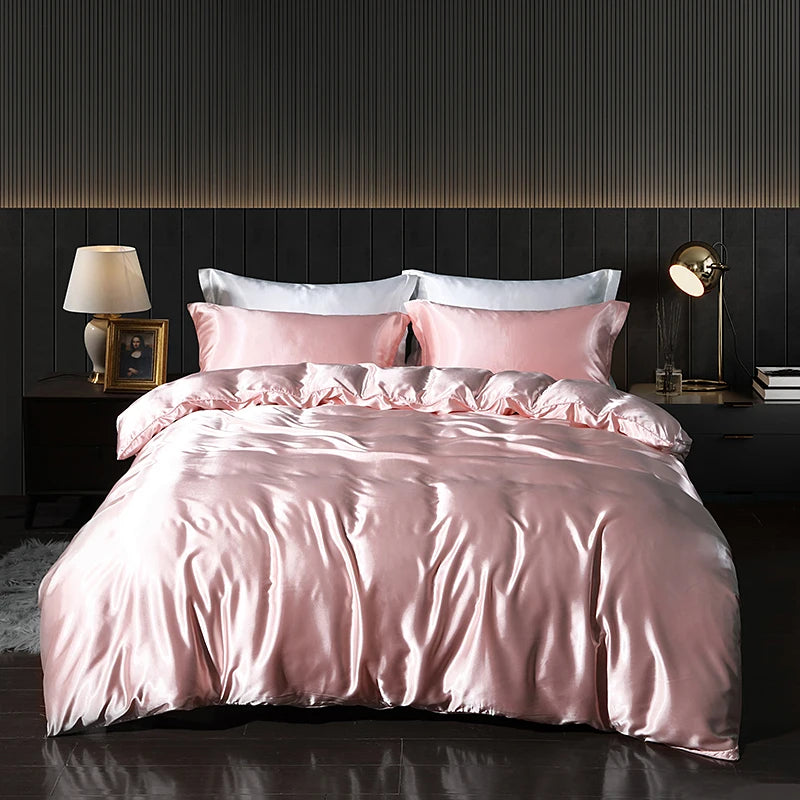 Luxury Satin Bedding Set - Duvet Cover & Fitted Sheet