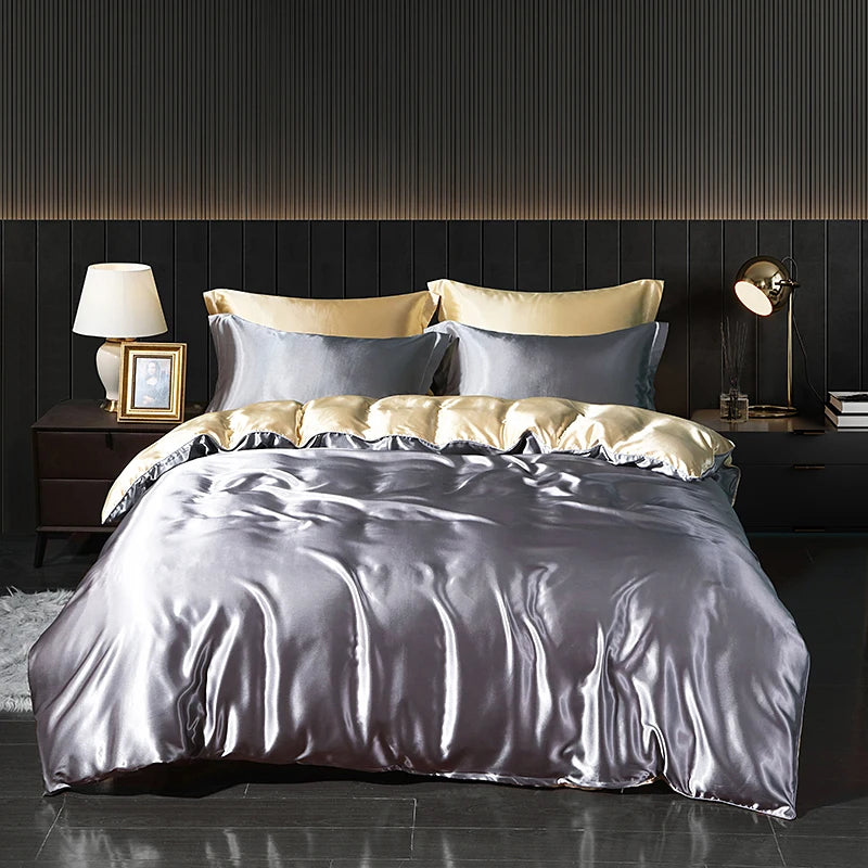 Luxury Satin Bedding Set - Duvet Cover & Fitted Sheet