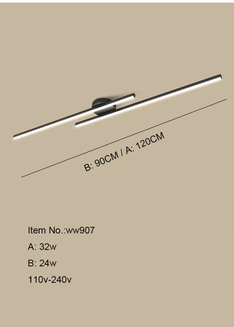 Modern Long Aluminum LED Ceiling Light – Creative Indoor Fixture