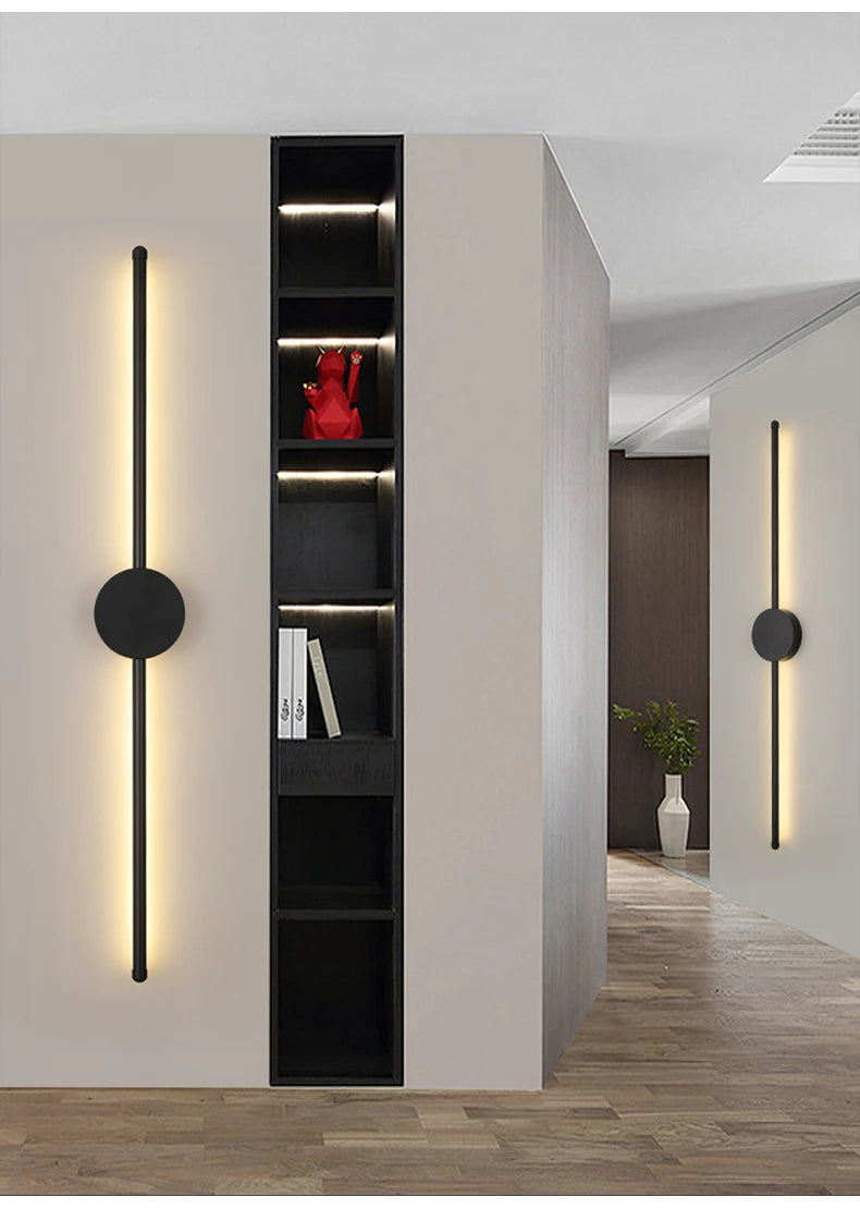 Wall Light Modern Long LED Light Black I-Shaped Wall Lamp Bedroom Living Room Corridor Interior Lighting Home Decor Lighting