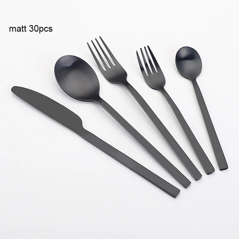 NalKin Matte Gold Cutlery  Stainless Steel Silverware Dinnerware Set Flatware Drop Shipping