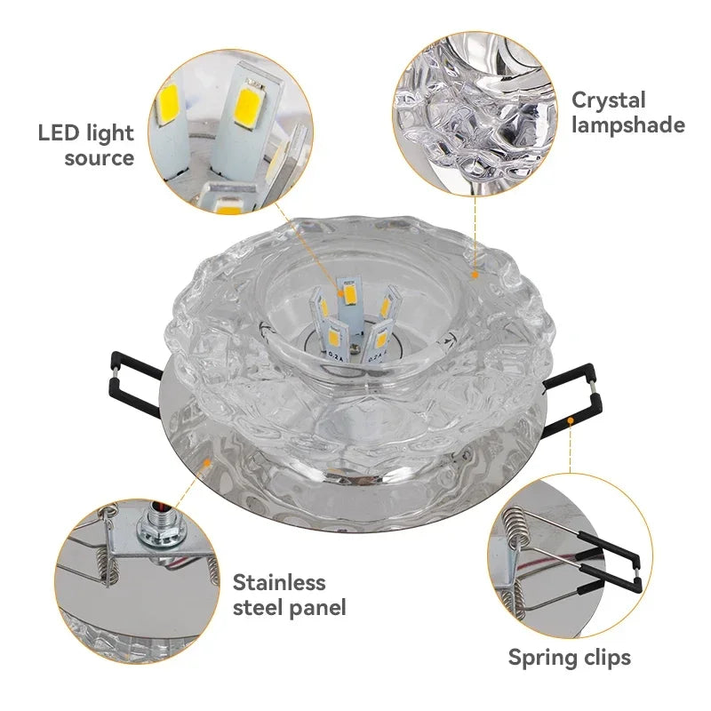 LED Crystal Embedded Ceiling Light – Elegant Home Decor
