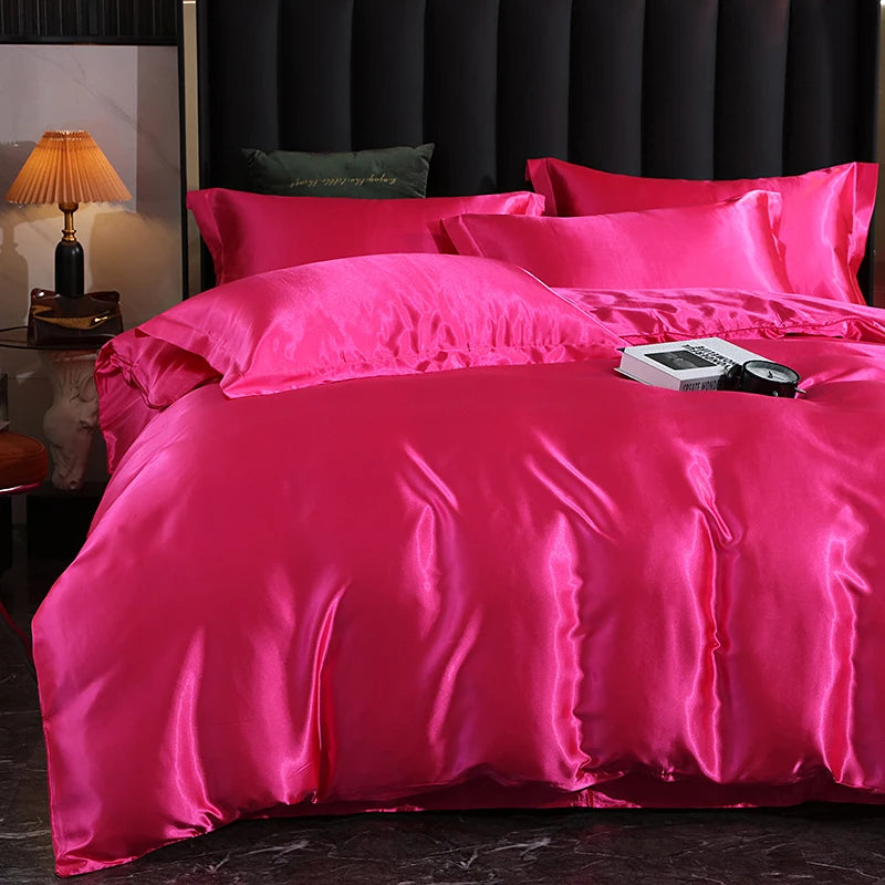 Luxury Satin Bedding Set - Duvet Cover & Fitted Sheet