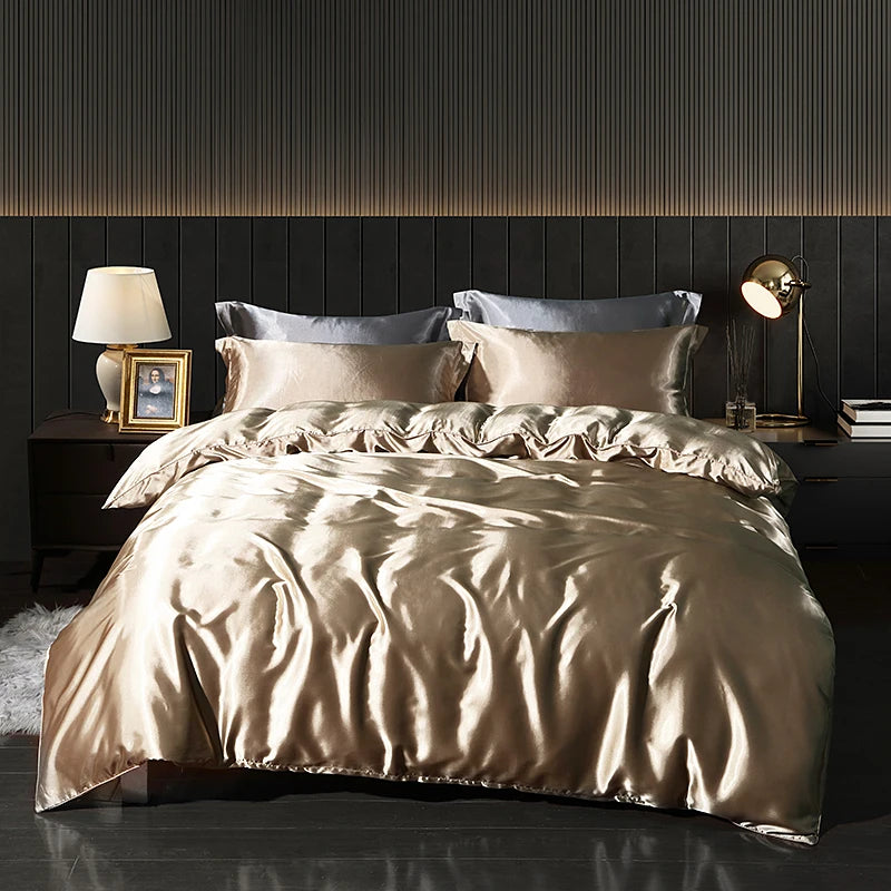 Luxury Satin Bedding Set - Duvet Cover & Fitted Sheet