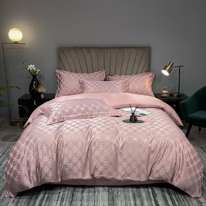 Luxury Jacquard Bedding Sets White Comfort A/B High-End Embroidery Duvet Cover Pillowcase Exquisite Bed Sheet Queen King Size