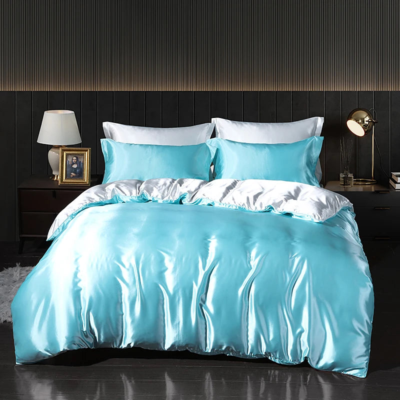 Luxury Satin Bedding Set - Duvet Cover & Fitted Sheet