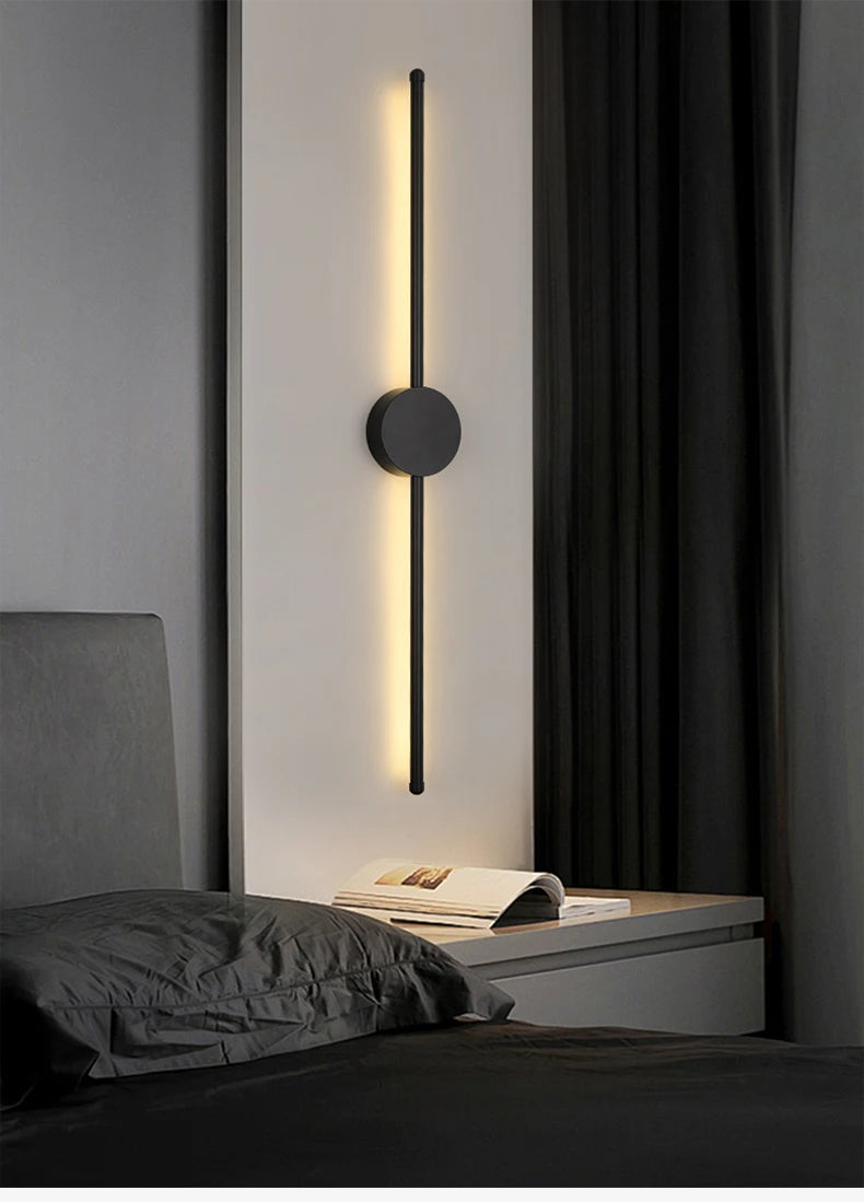 Wall Light Modern Long LED Light Black I-Shaped Wall Lamp Bedroom Living Room Corridor Interior Lighting Home Decor Lighting