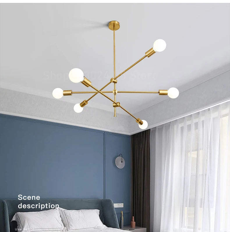 Modern LED Chandelier – Long Pole Design for Home Lighting
