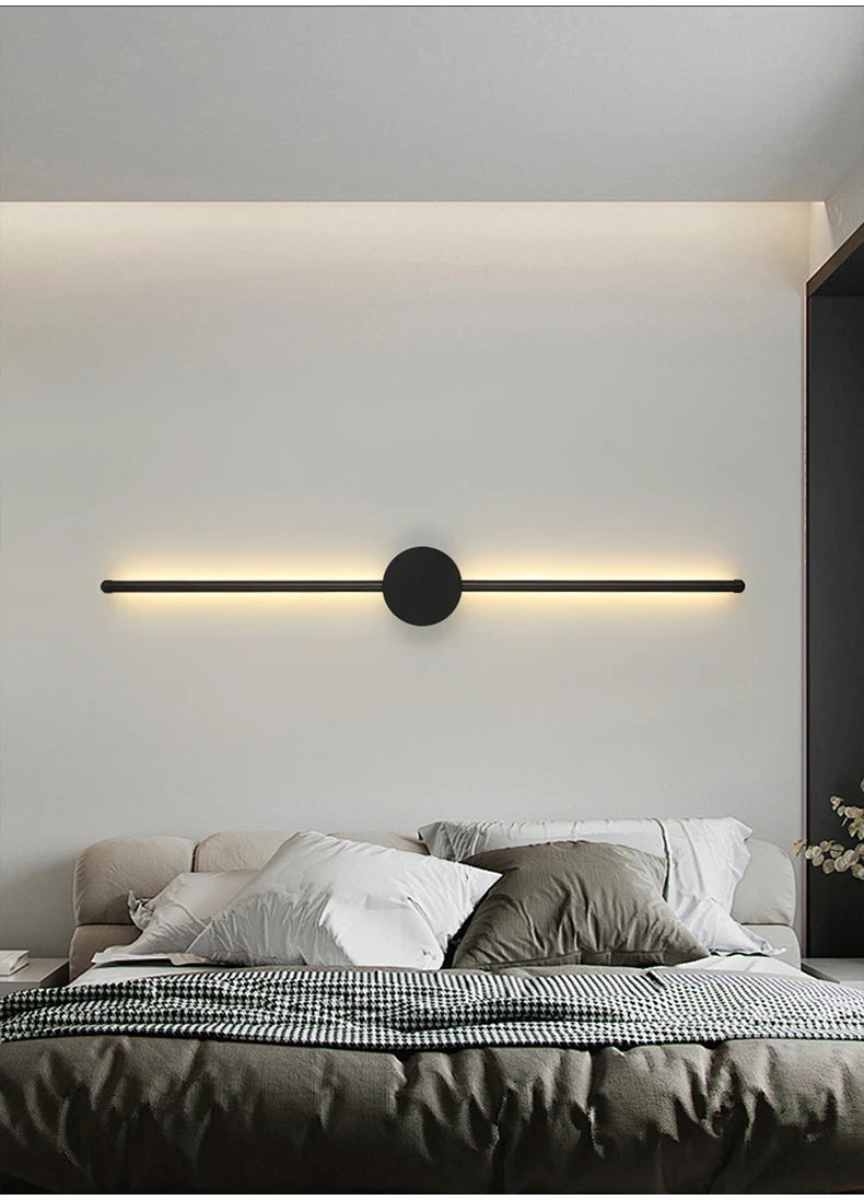 Wall Light Modern Long LED Light Black I-Shaped Wall Lamp Bedroom Living Room Corridor Interior Lighting Home Decor Lighting